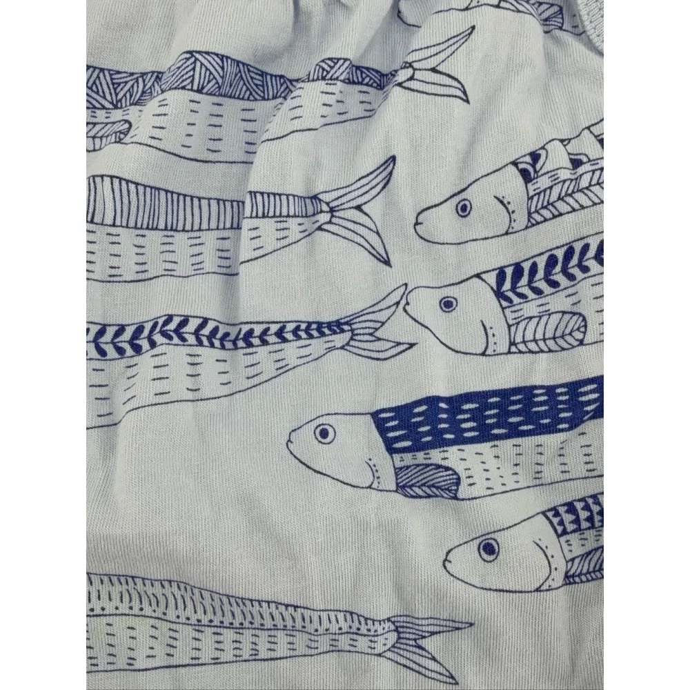 Tea Collection Seabirds Romper Girls 12-18M Light Blue Long Sleeve Cotton Knit